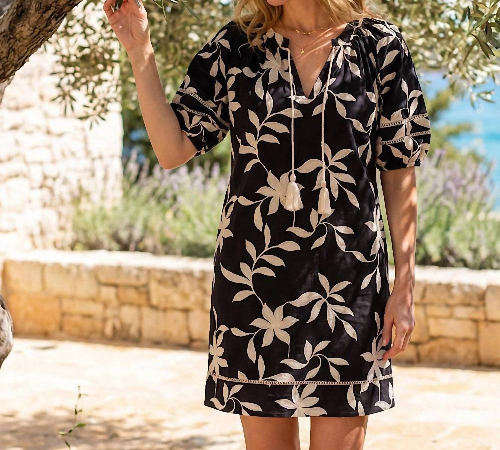 Karen Kane - Puff Sleeve Tassel Dress - Petite