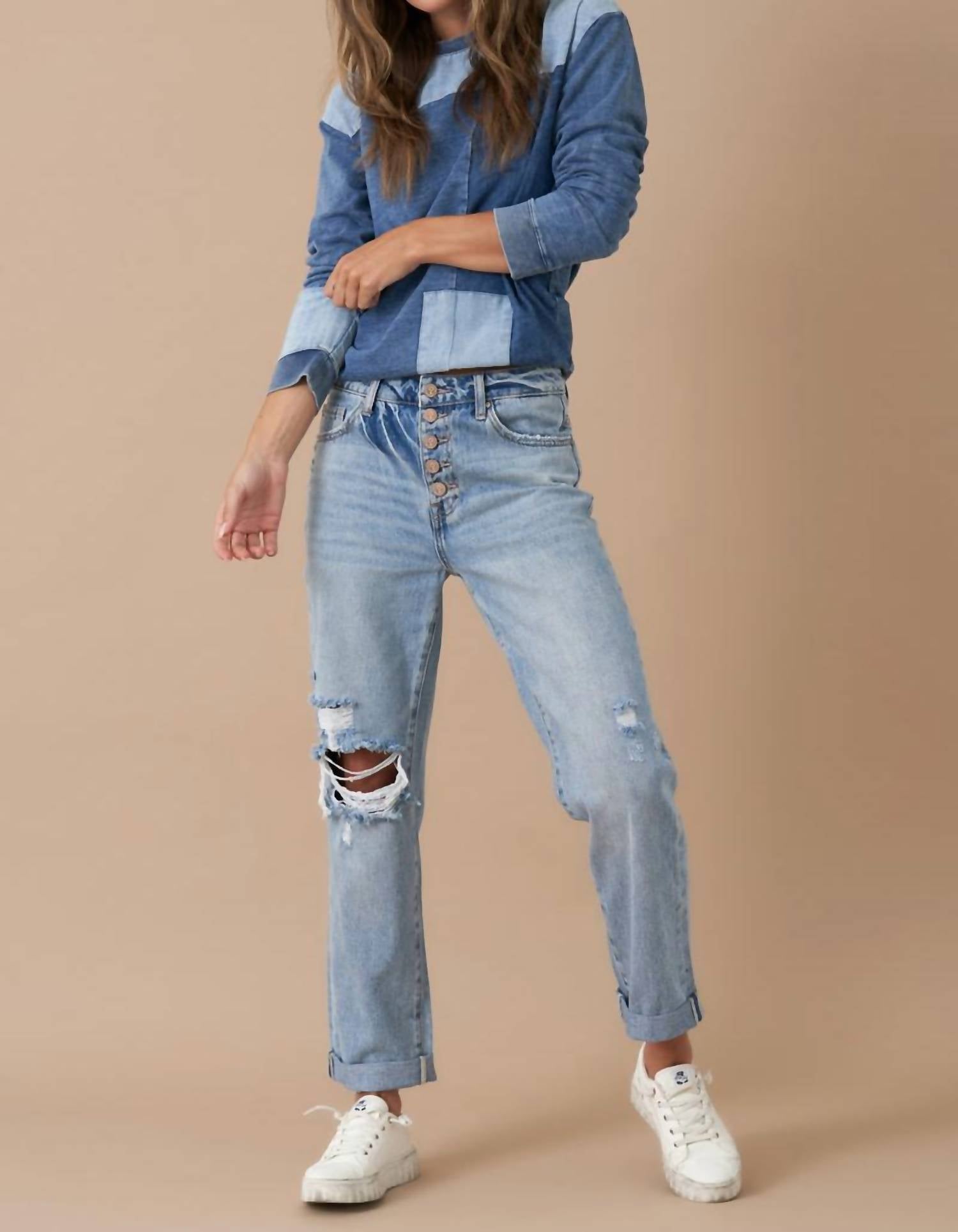 Insane Gene Rolled Up Boyfriend Jeans in light vintage - women's jeans - alternate view