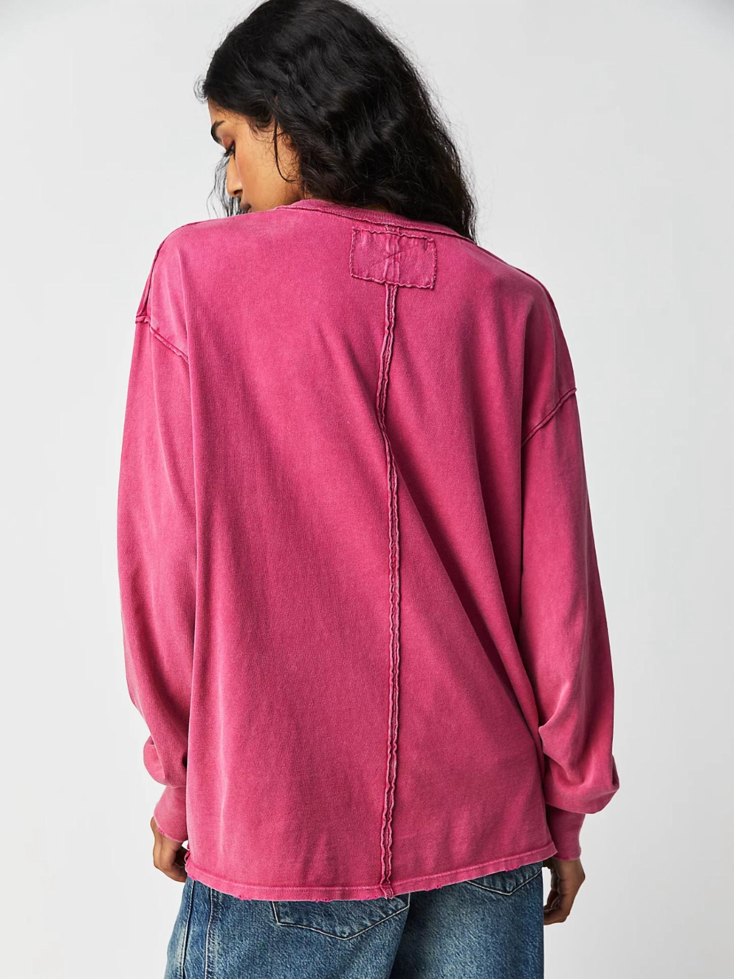 Free People Fade Into You Longsleeve in vivacious - women's long sleeve top - detail view