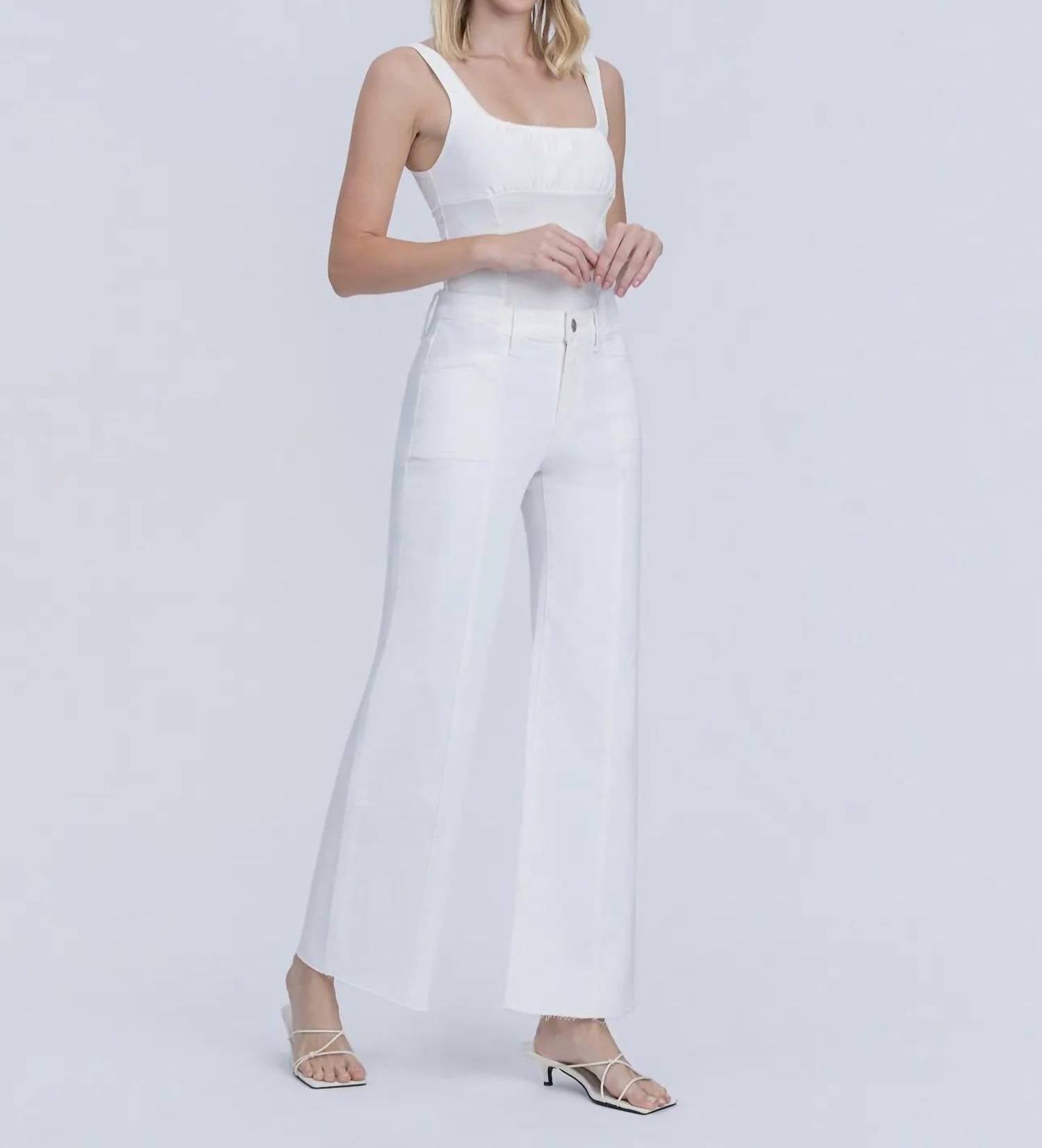 Vervet By Flying Monkey - High Rise Full Length Stacked Waistband Wide Leg Jeans