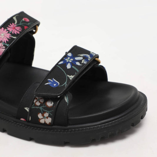 Dior - Pre-loved Women Floral Jacquard Dioract Flat Sandals