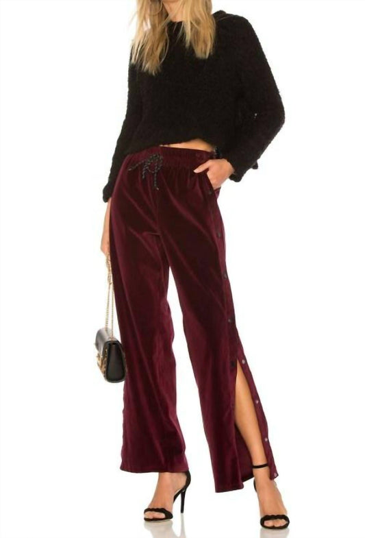 Hudson - Aria Velvet Snap On Drawstring Track Pants