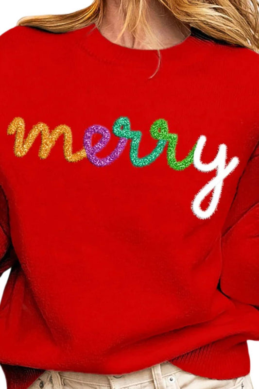 Bibi - Merry Metallic Letter Sweater