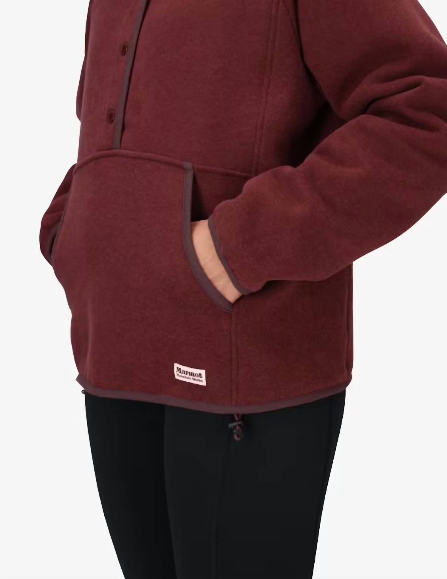 MARMOT Women's Peak Cozy Quarter Snap Pullover in acai berry heather - women's jacket - view 4