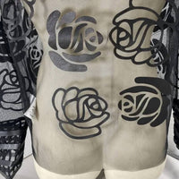 Frank Lyman - Women's Sheer Floral Mesh Jacket With Faux Leather Trim