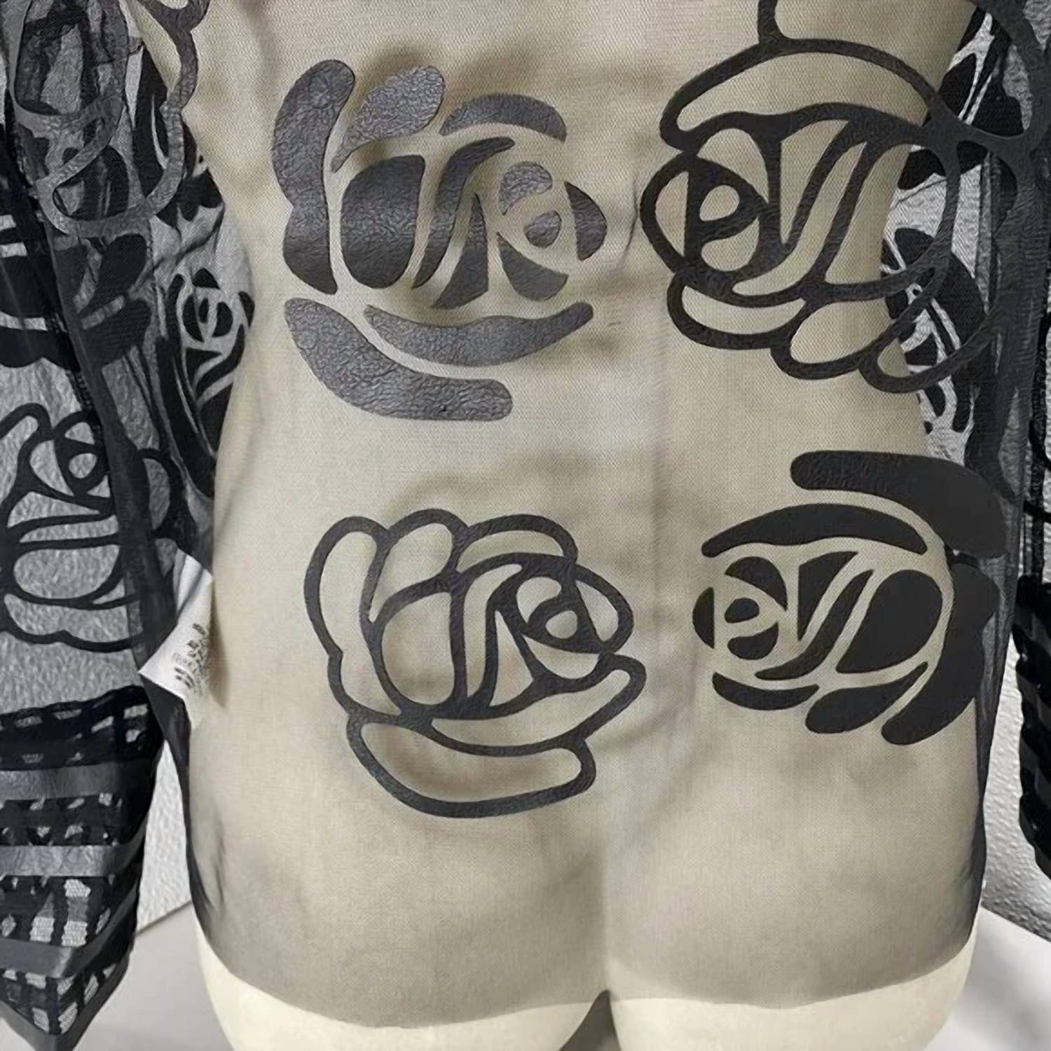 Frank Lyman - Women's Sheer Floral Mesh Jacket With Faux Leather Trim