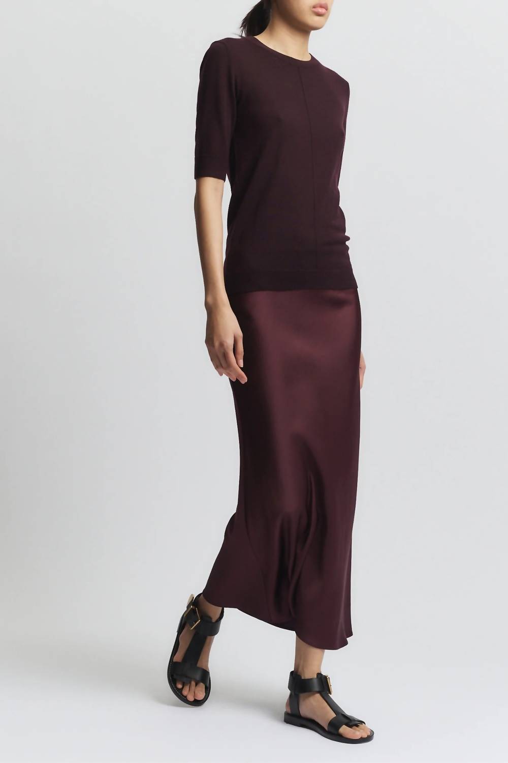 Saint Art Talia Charmeuse Maxi Skirt in grape 1 - women's skirt