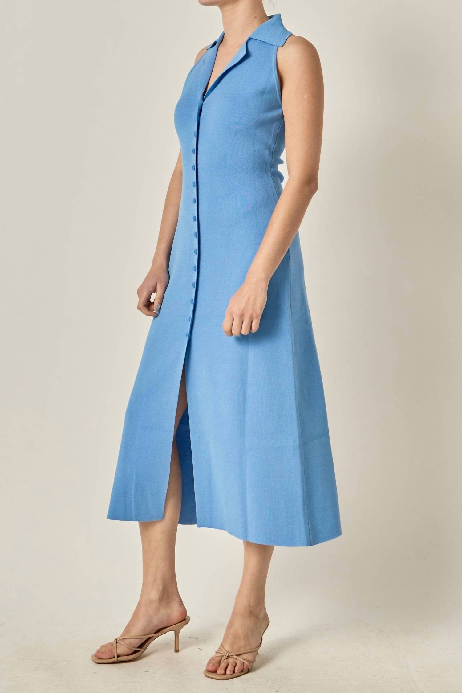 Endless Rose - Knit Collared Midi Dress