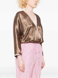 forte forte Froisse Lame Kimono Shirt in poudre - women's blouse - detail view