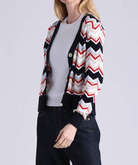 Minnie Rose - Chevron V-neck Cardigan