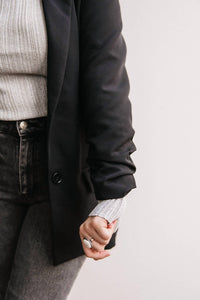 BLACK TAPE Ruched Sleeve Blazer in black - women's jacket - alternate view