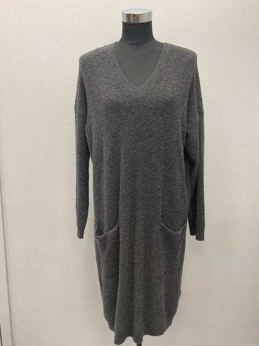 Katia Serafini - CHARCOAL V NECK WOOL DRESS