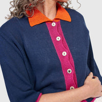 Alembika - Tri-color Collared Cardigan