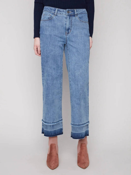 Charlie B - Cropped Flare Leg Denim With Fringe Details