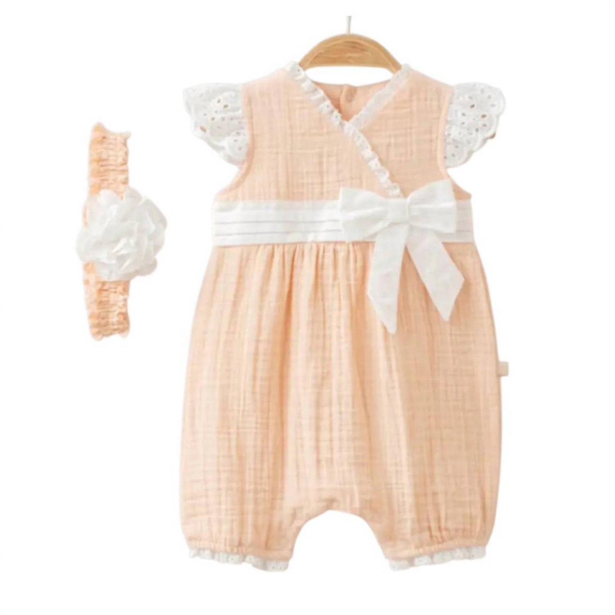 Omnis Pura - Girls Harper Muslin Romper With Headband