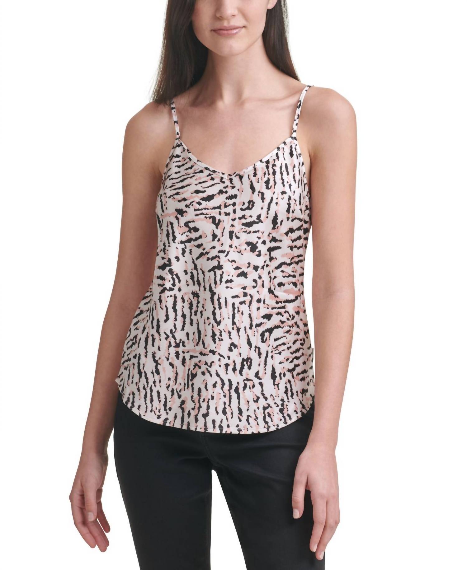 Calvin Klein - Printed Charmeuse V Neck Tank Top