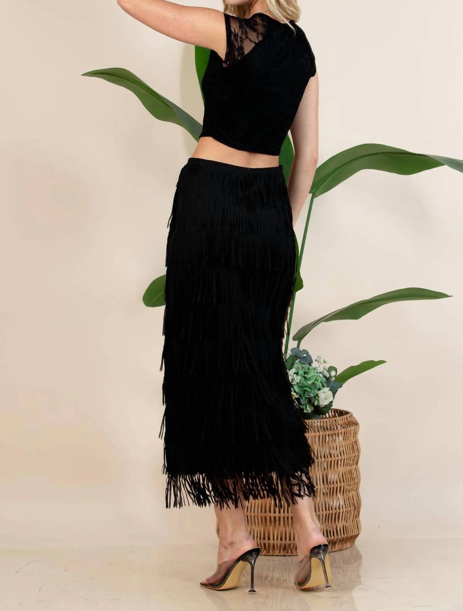 Nylon Apparel - Fringe Midi Skirt