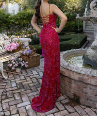 RACHEL ALLAN Women's Prom Dress in red hot pink - women's dress - detail view