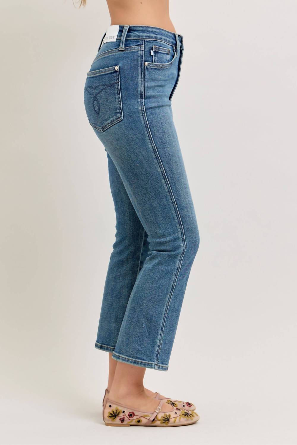 Judy Blue High Kick Waist Flare Jeans in medium wash - women's jeans - view 4
