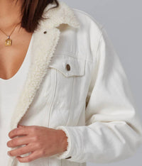 LOLA JEANS Women's River Oversized Trucker Denim Jacket in white - women's jacket - view 4