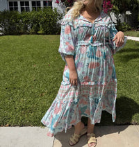 Strawberry Paris - Bordeaux Long-sleeve Floral Maxi Dress