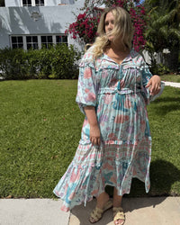 Strawberry Paris - Bordeaux Long-sleeve Floral Maxi Dress