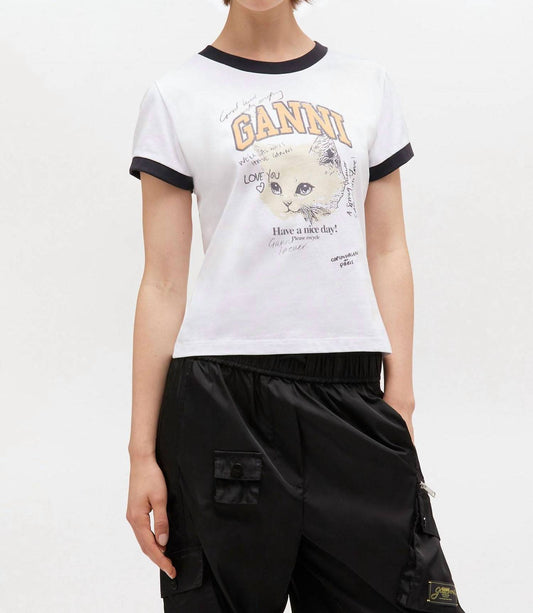 Ganni - Cropped Kitty T-shirt