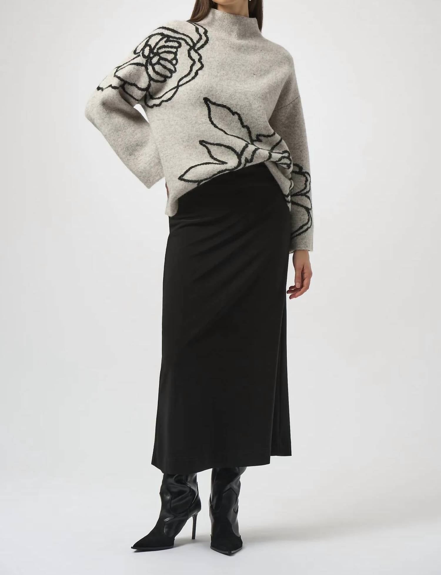 Joseph Ribkoff - Pull On Back Slit Maxi Skirt