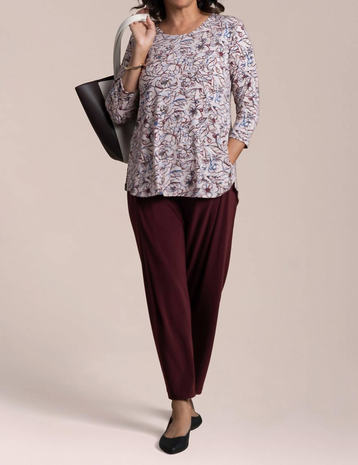 Sympli Go To Classic T Relax Shirt in painted blooms - women's long sleeve top