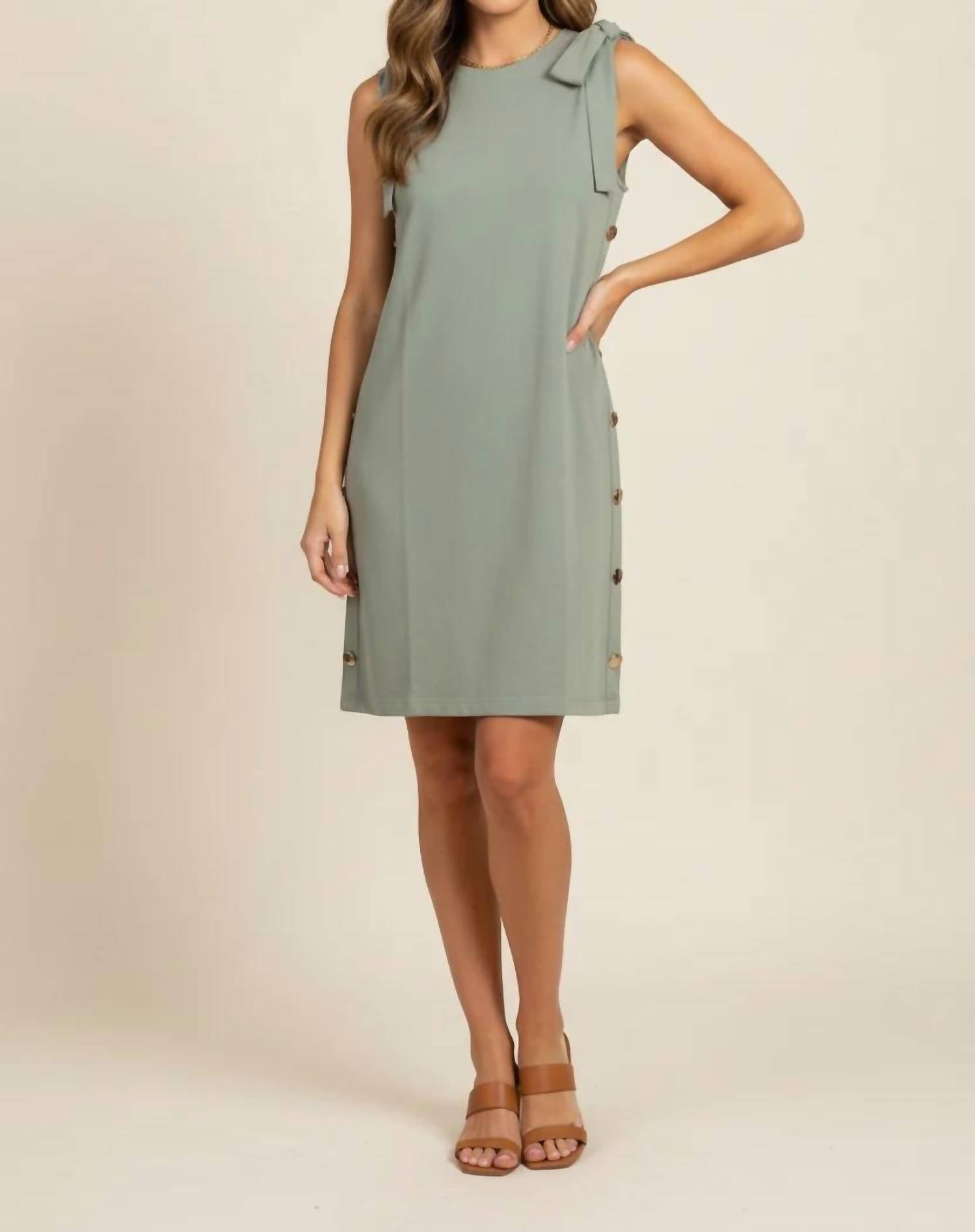 She + Sky - Women's Sleeveless Side Buttoned Knit Mini Dress