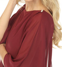 Joseph Ribkoff - Chiffon Overlay Ruched Maxi Evening Dress