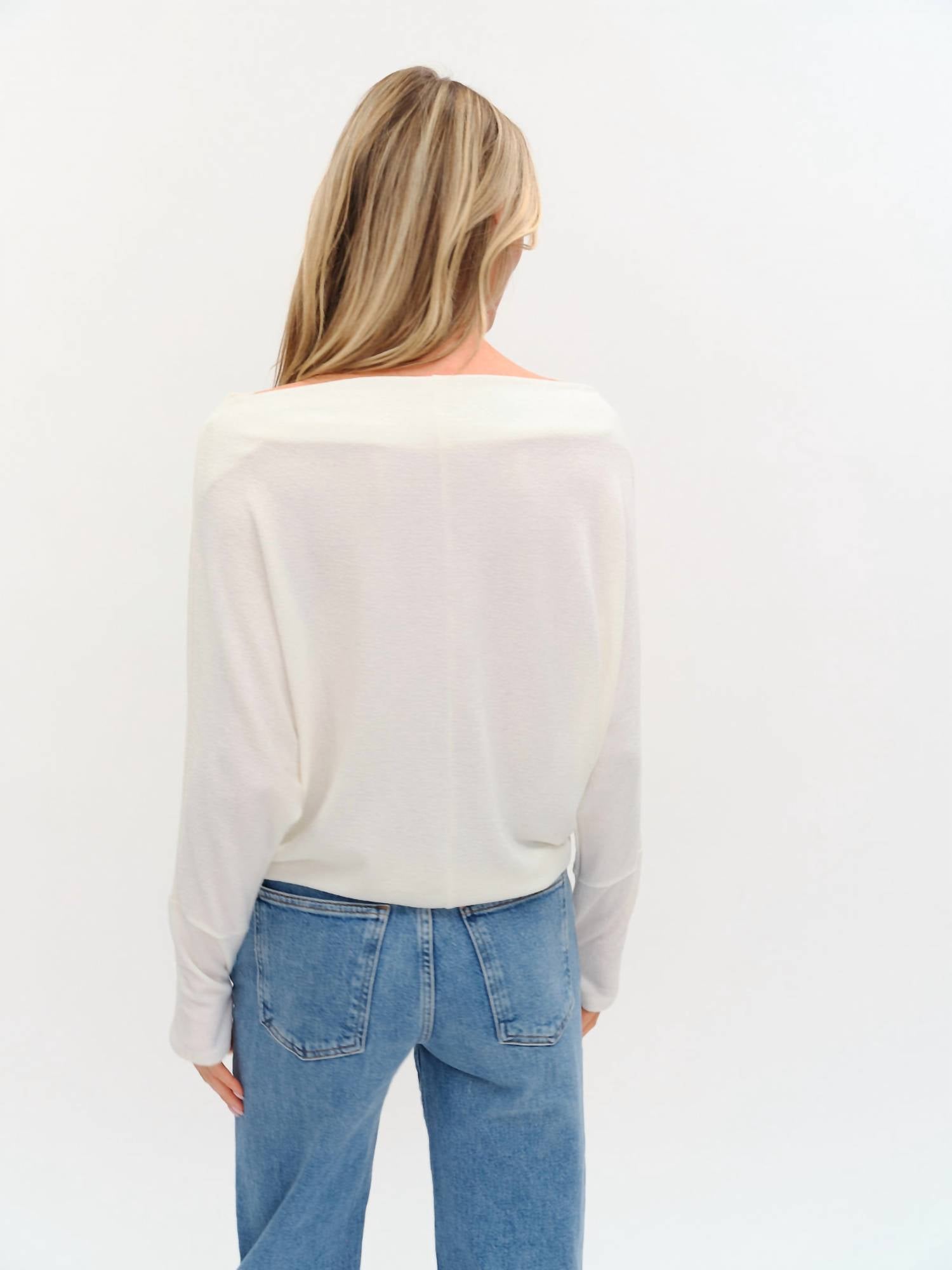 SIX/FIFTY The Anywhere Top in ivory - women's long sleeve top - alternate view