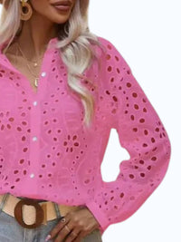 Miss Sparkling Floral Long Sleeve Blouse in pink - women's blouse - detail view