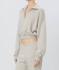 Eterne - Cropped Half-zip Sweatshirt