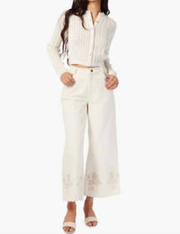 Cami NYC Memphis High Rise Pant with Lace in macadamia - women's jeans - detail view