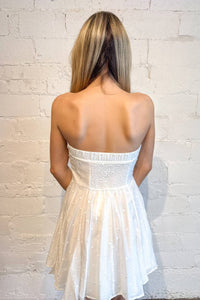 MABLE Delilah Dot Tube Mini Dress in off white - women's dress - detail view