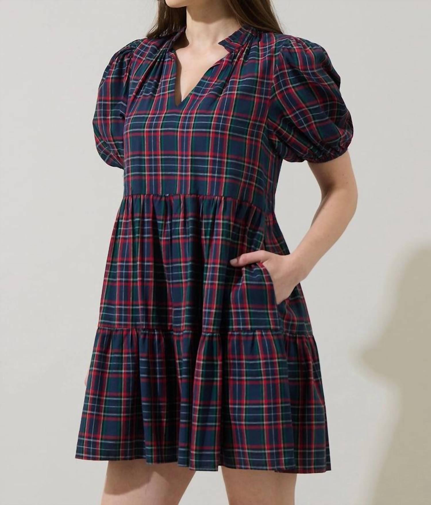 Sugarlips - Plaid Babydoll Mini Dress