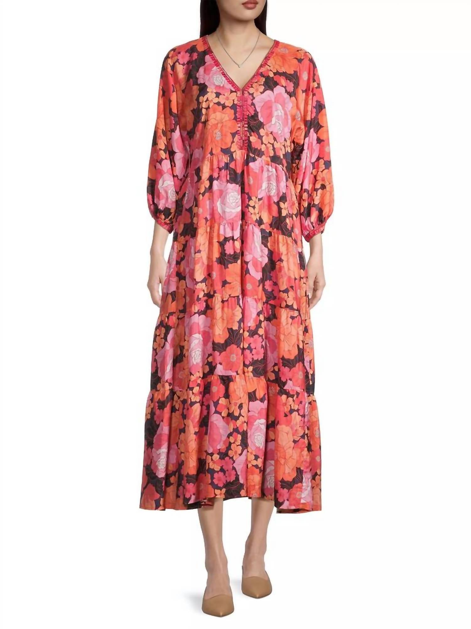 Johnny Was Becca Dolman Tiered Dress in multi - women's dress - alternate view