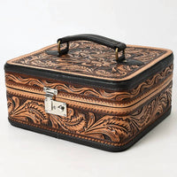 Ls Western - Hand-Tooled Western Leather Jewelry Case with Lock