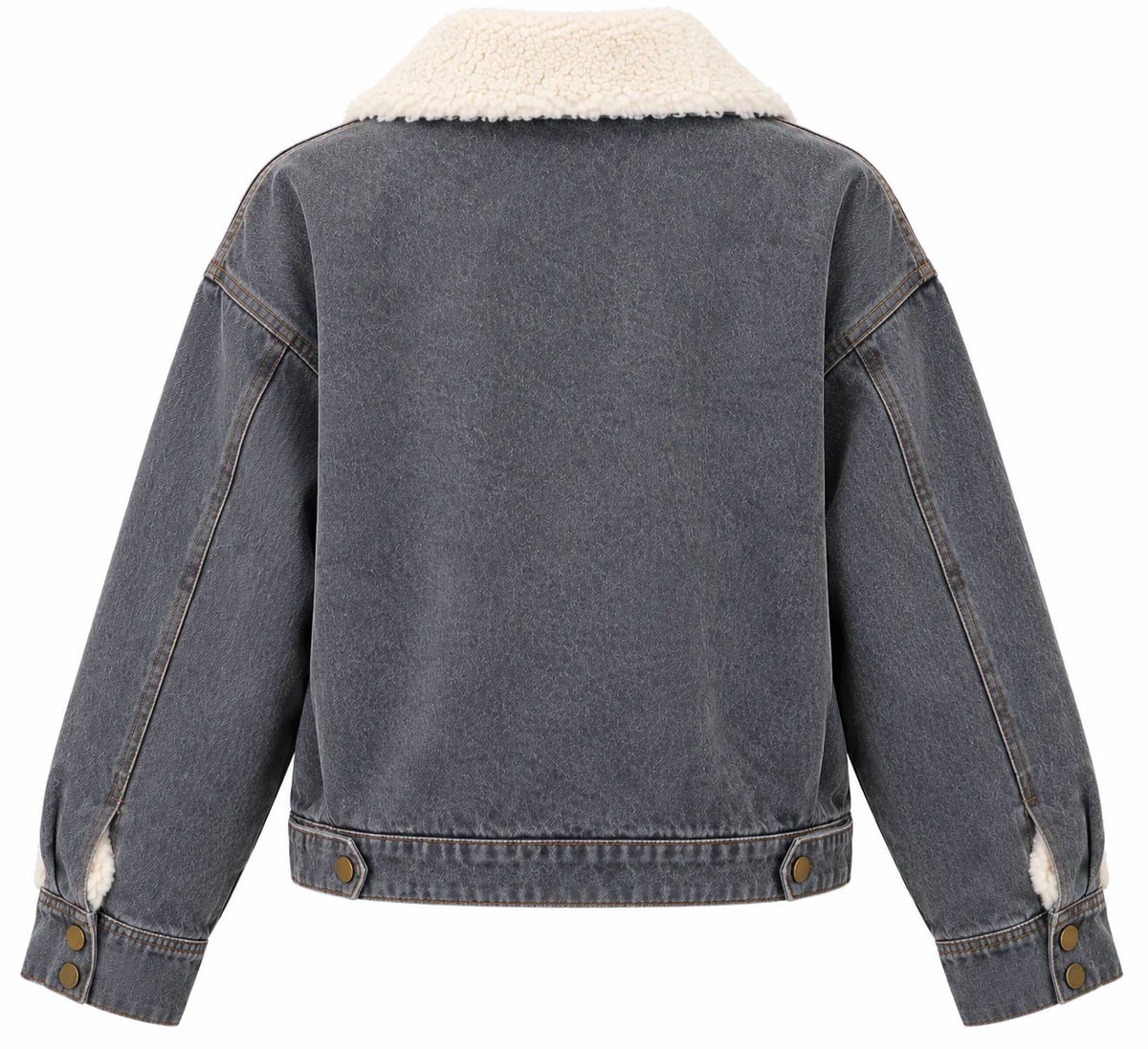 Mystree - Faux Fur Collar Denim Blouson Jacket