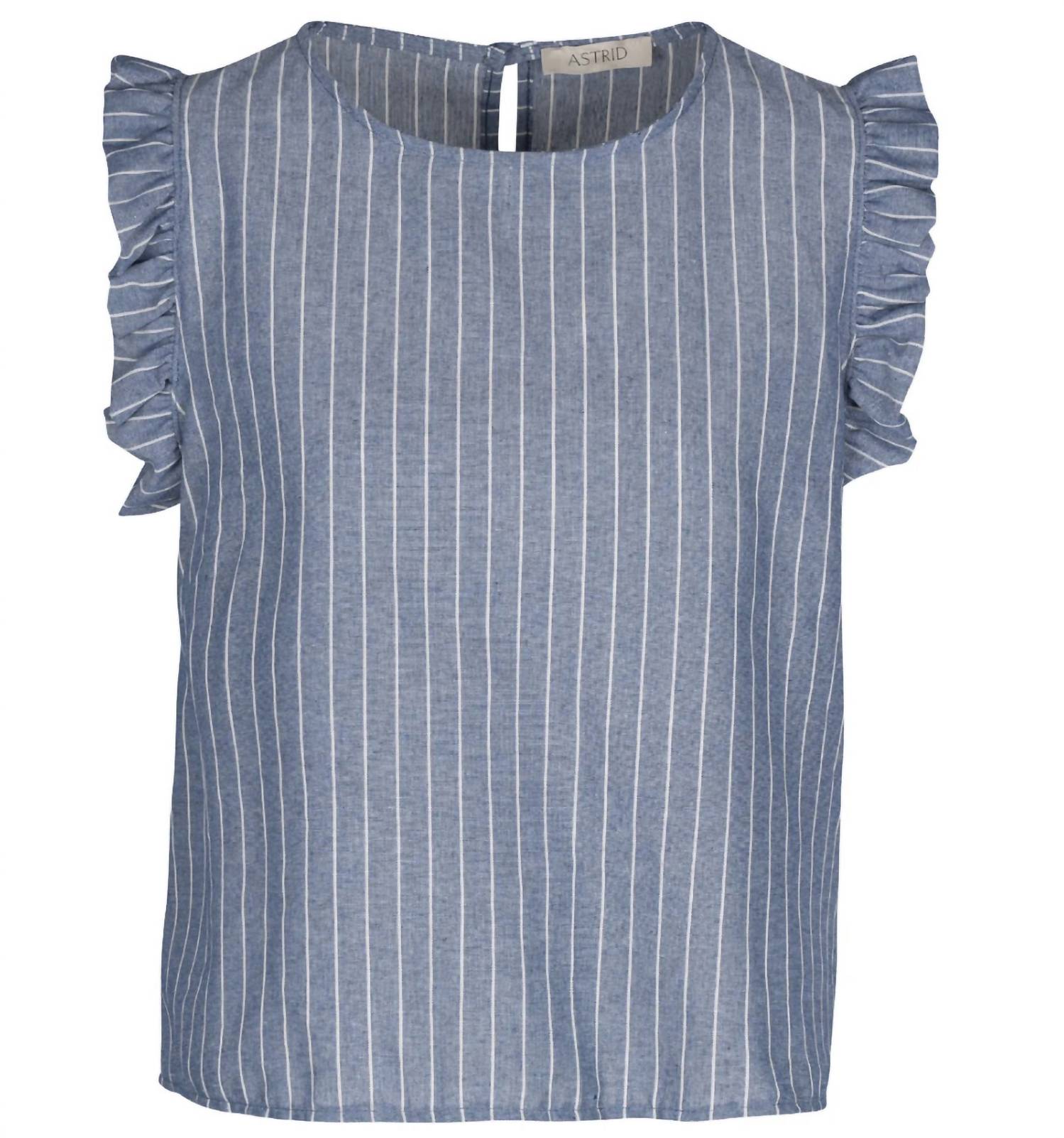 Astrid - Women's Wonderland Stripe Ruffle Sleeve Top