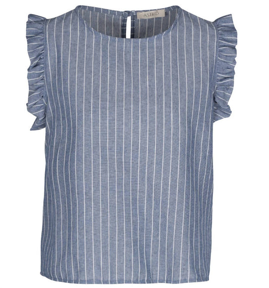 Astrid - Women's Wonderland Stripe Ruffle Sleeve Top