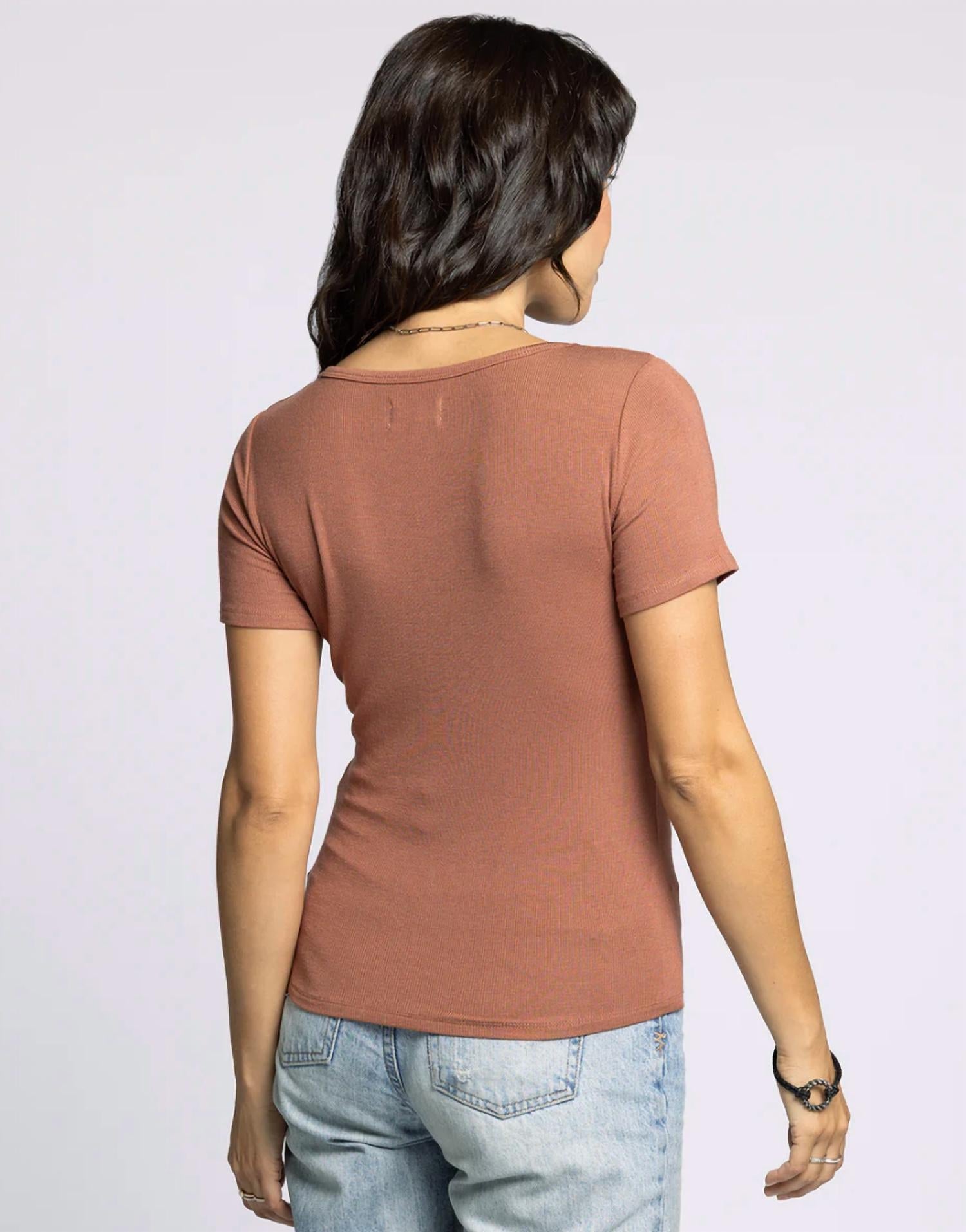 Thread & Supply Katara Scoop Neck Tee in brown - women's blouse - alternate view