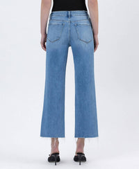 Flying Monkey - Lainey High Rise Raw Hem Crop Slim Wide Jeans