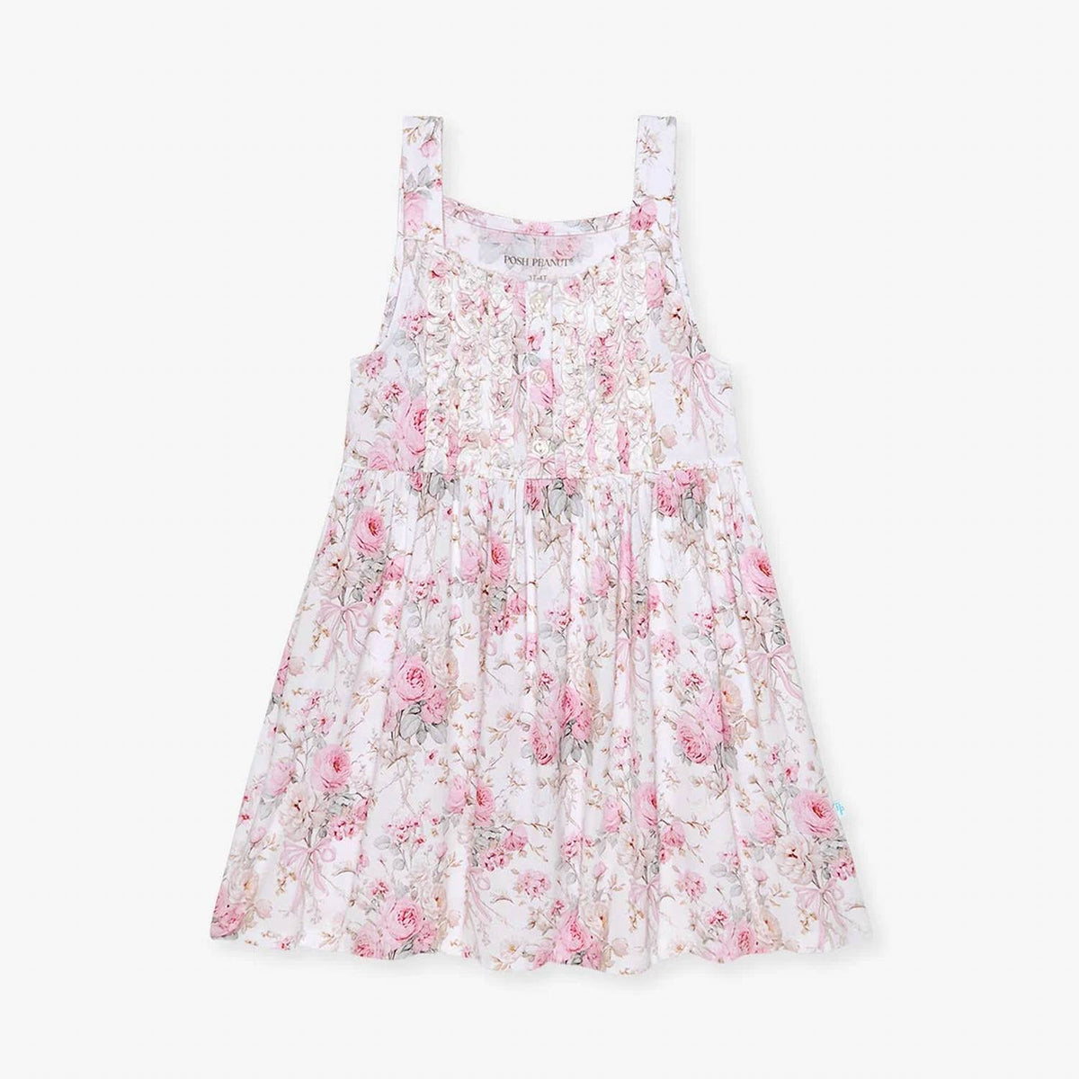 Posh Peanut - Girls' Roberta Button Front Ruffle Dress