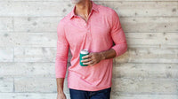 Criquet Long Sleeve Range Polo in ruby red - men's shirt - alternate view