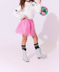Lola + The Boys Swiftie Lovers Hoodie in white pink - kids' shirt