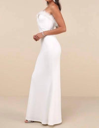 Lulus - Extraordinary Glam Feather Strapless Mermaid Maxi Dress