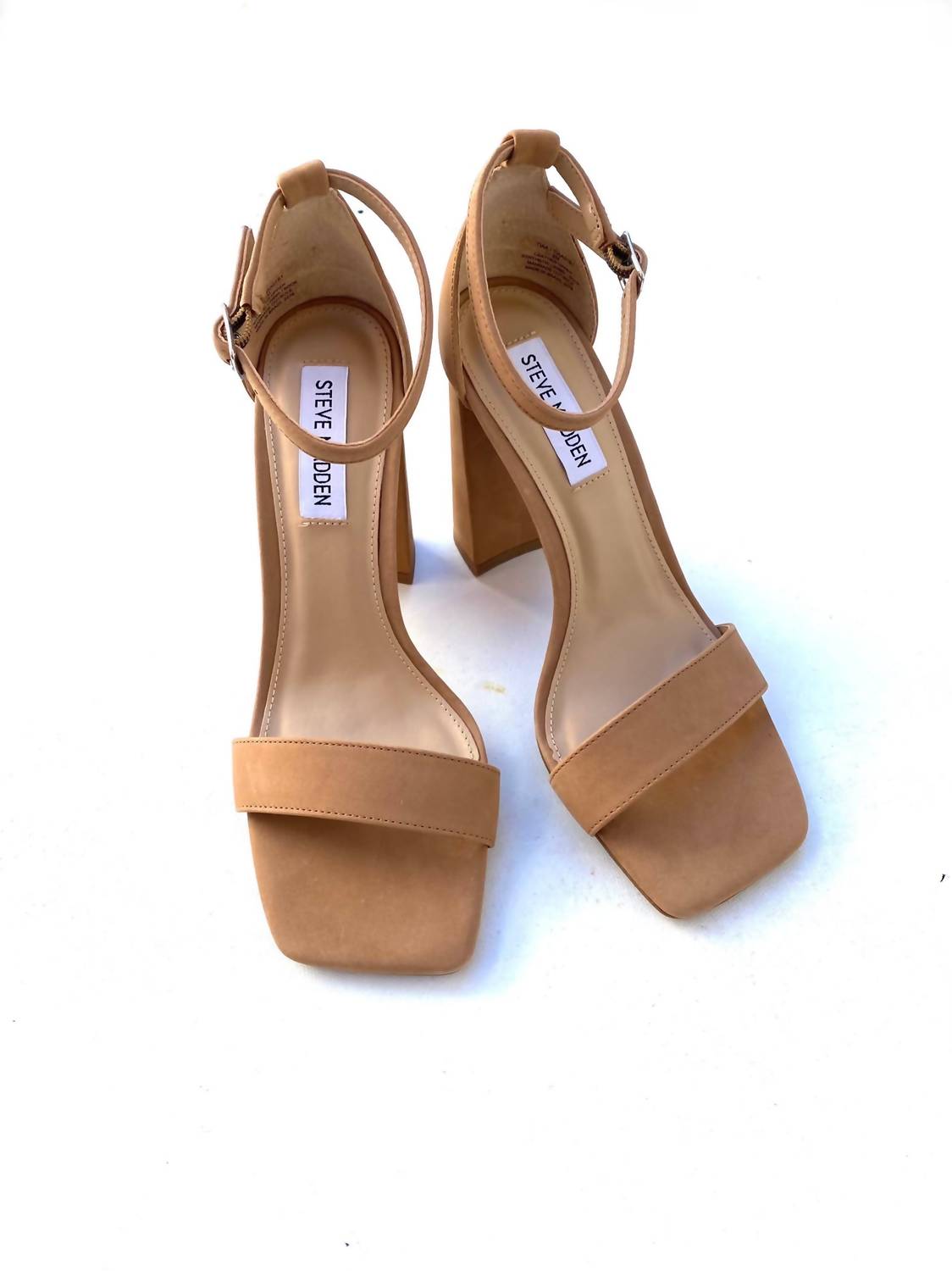 STEVE MADDEN Women's Tiaa Dress Heel in camel nubuck - women's heels - detail view