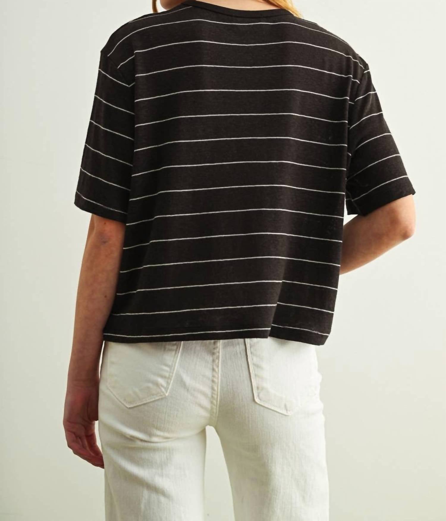 Miou Muse - Stripe Cotton Linen Top